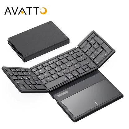 Teclado Bluetooth Plegable Cuádruple Portátil con Touchpad Plegable para Windows Android iOS Tableta iPad Teléfono